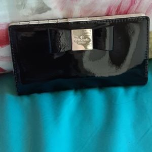 Kate Spade black patent leather bow wallet